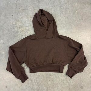 Brown Boyfriend Hoodie Crop Top